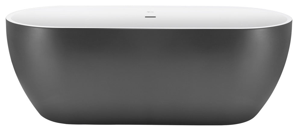 65" Acrylic Roll-Top Flatbottom Non-Whirlpool Bathtub, Gray