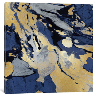 "Marbleized In Gold And Blue I" by Danielle Carson, Canvas Print, 26"x26"