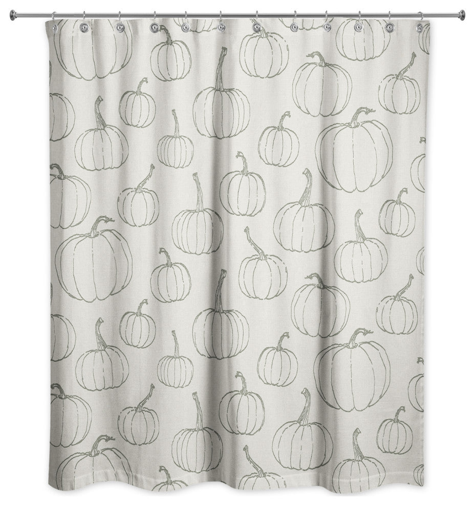White Pumpkin Pattern 71x74 Shower Curtain