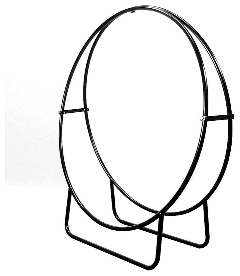 Sunnydaze Outdoor Black Steel Firewood Storage Log Hoop Rack, 40"