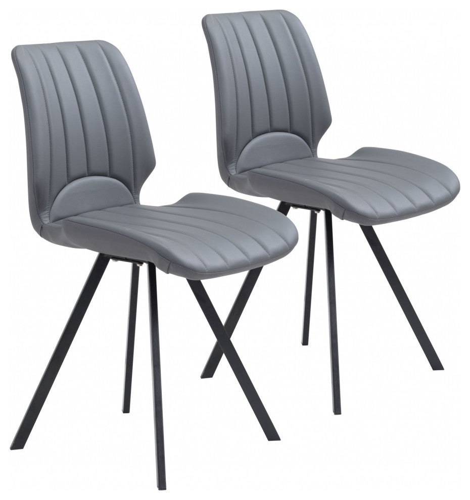 Set of Two Patterned Gray Dining Chairs