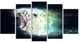 White Tiger with Open Jaws, Animal Canvas Wall Art, 60"x32", 5 Panels