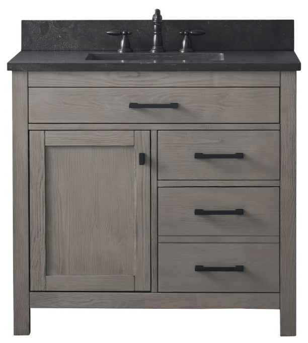 Jasper 36" Bathroom Vanity, Textured Gray, Blue Limestone