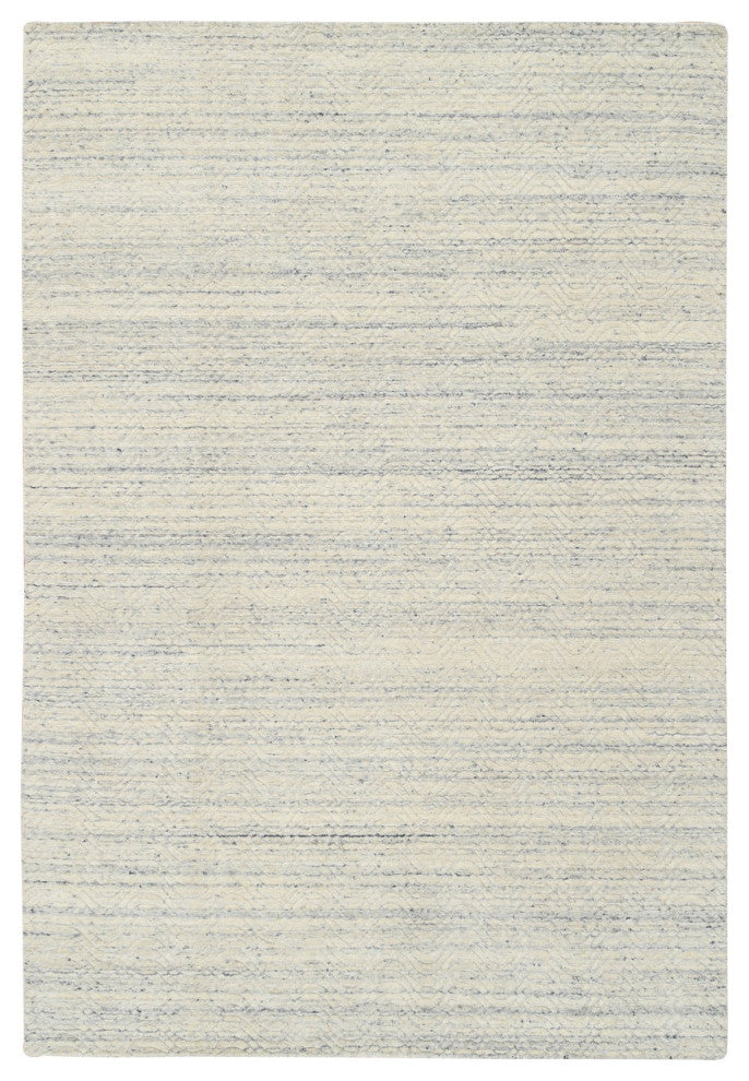 Beige Variegated Textured Modern Design Natural Wool Hand Loomed Rug, 5'10"x9'