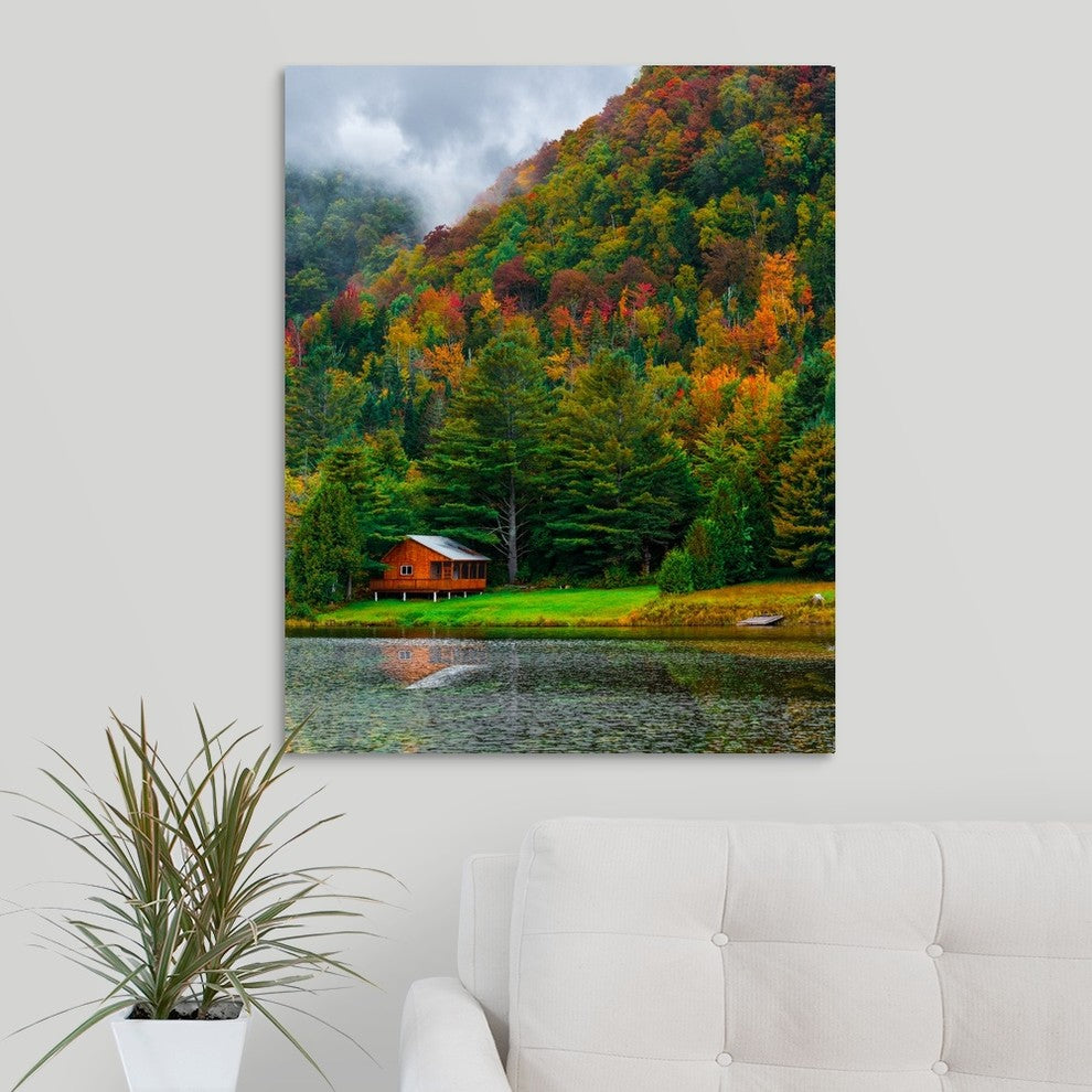 "Cabin on the Lake" Wrapped Canvas Art Print, 24"x30"x1.5"