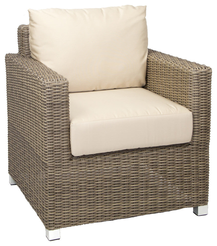 Venice Club Chair With Sunbrella Cushions, Gray, Canvas Natural