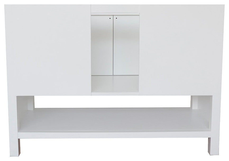 49" Single Vanity, White Finish With Black Galaxy Top
