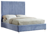 Candace Velvet Upholstered Bed, Sky Blue, Full