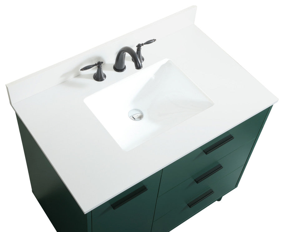 Home Living Modern Natural Oak-Light Bathroom Vanity, Green, 36"