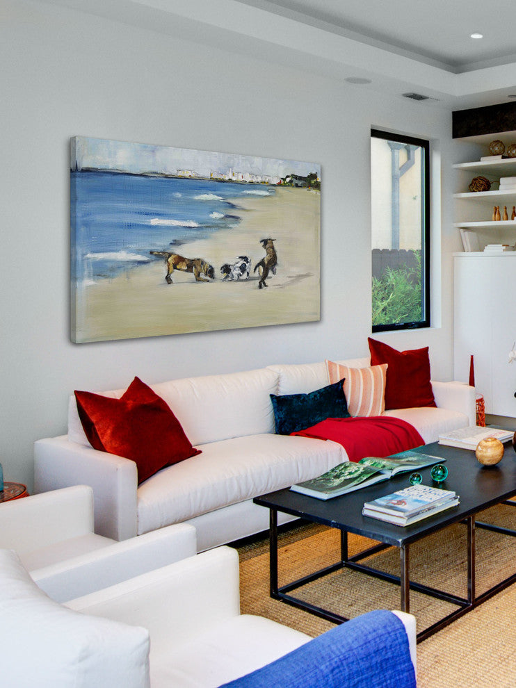 "Dogs Play" Painting Print on Canvas by Tori Campisi