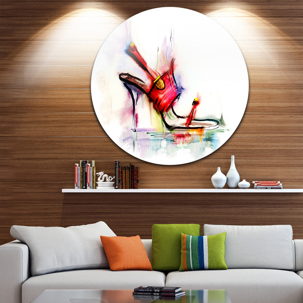 Red High Heel Shoe, Digital Disc Metal Artwork, 23"