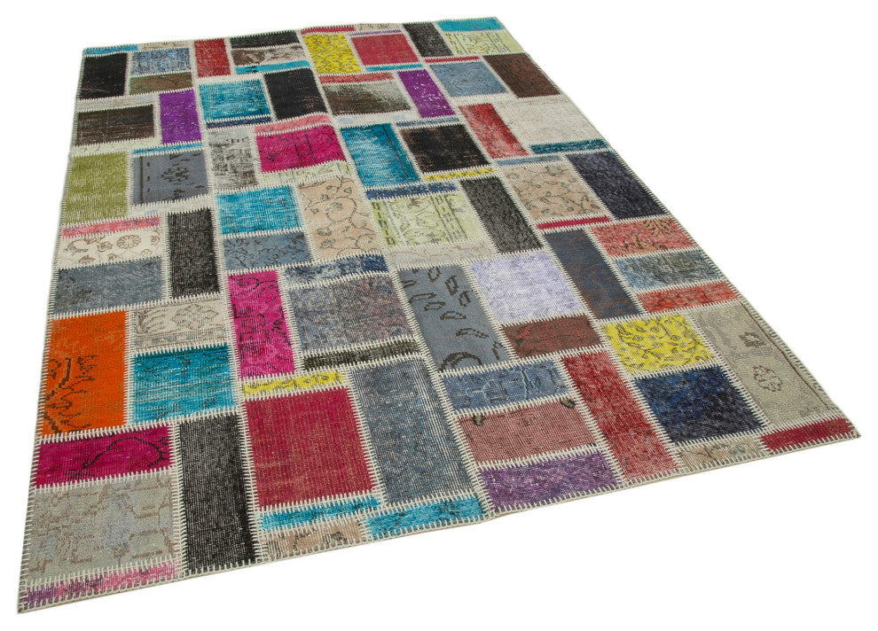 Rug N Carpet - Hand-Knotted Turkish 5' 9" x 8' 0" Vintage Patchwork Area Rug