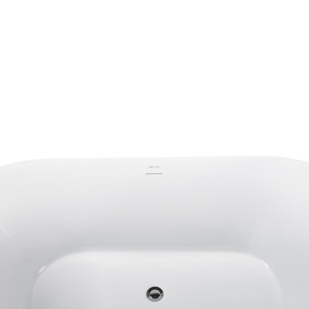 59" Acrylic Freestanding Oval Non-Whirlpool Soaking Bathtub, Black White
