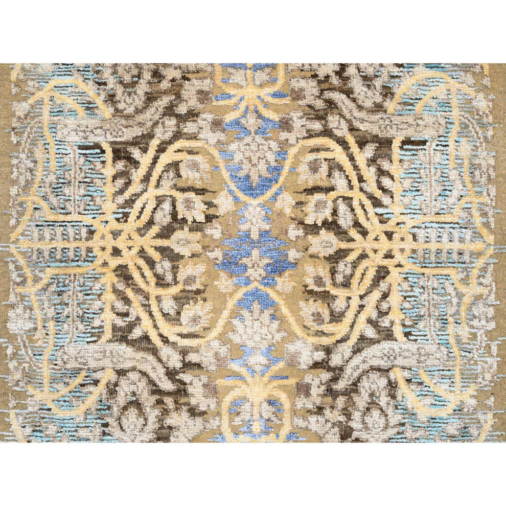 Tan/Brown, Sarouk, Silk With Wool Hand Knotted XL Runner Rug, 2'6"x24'1"