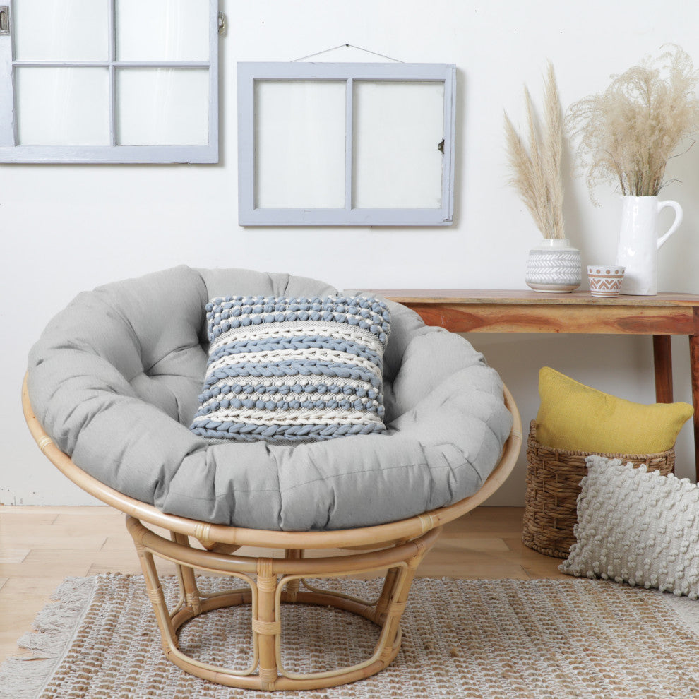 Mozaic Home Suede Silver Round Papasan Cushion 48"