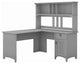 Classic Farmhouse Desk & Hutch, Cabinet & Multiple Compartments, Cape Cod Gray