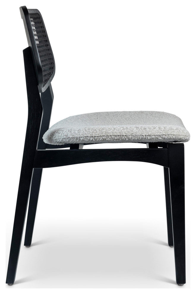 Modern Brazilian, Beth, Cane Side Chair, Ebano/Crafted Glaze