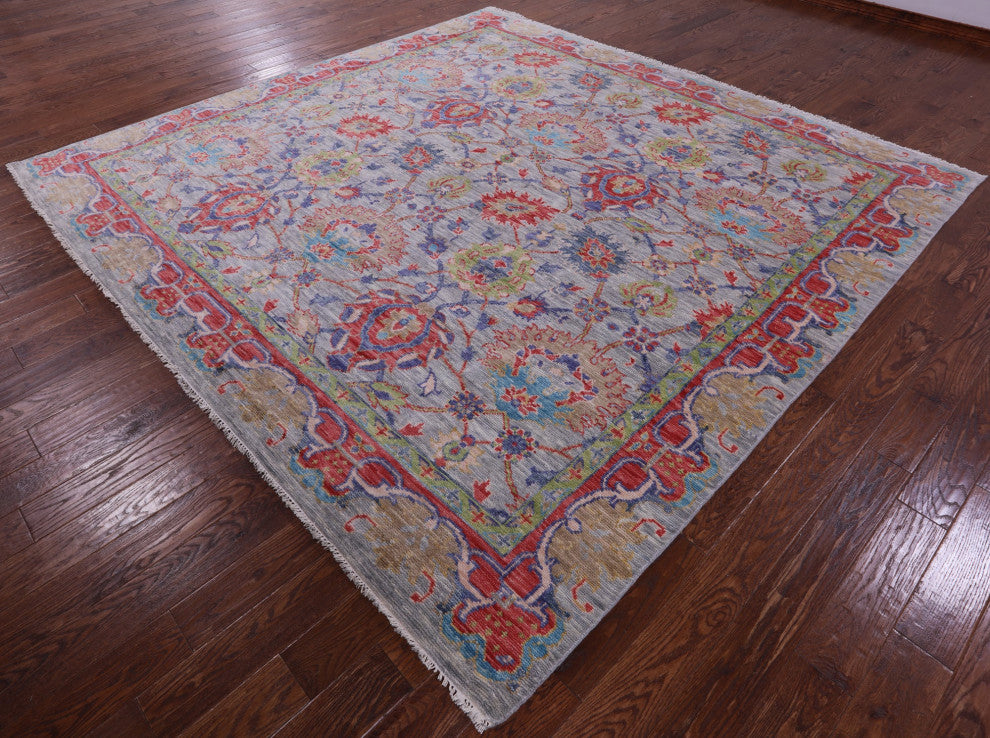 10' Square Hand-Knotted William Morris Wool Rug - Q15605