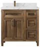 Santa Monica 36 Left Offset  Bath Vanity in Graywashed Teak 2" Calacatta Laza