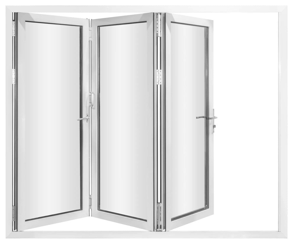 Aluminum folding patio doors 108"x96", white color. low e glass L-R03