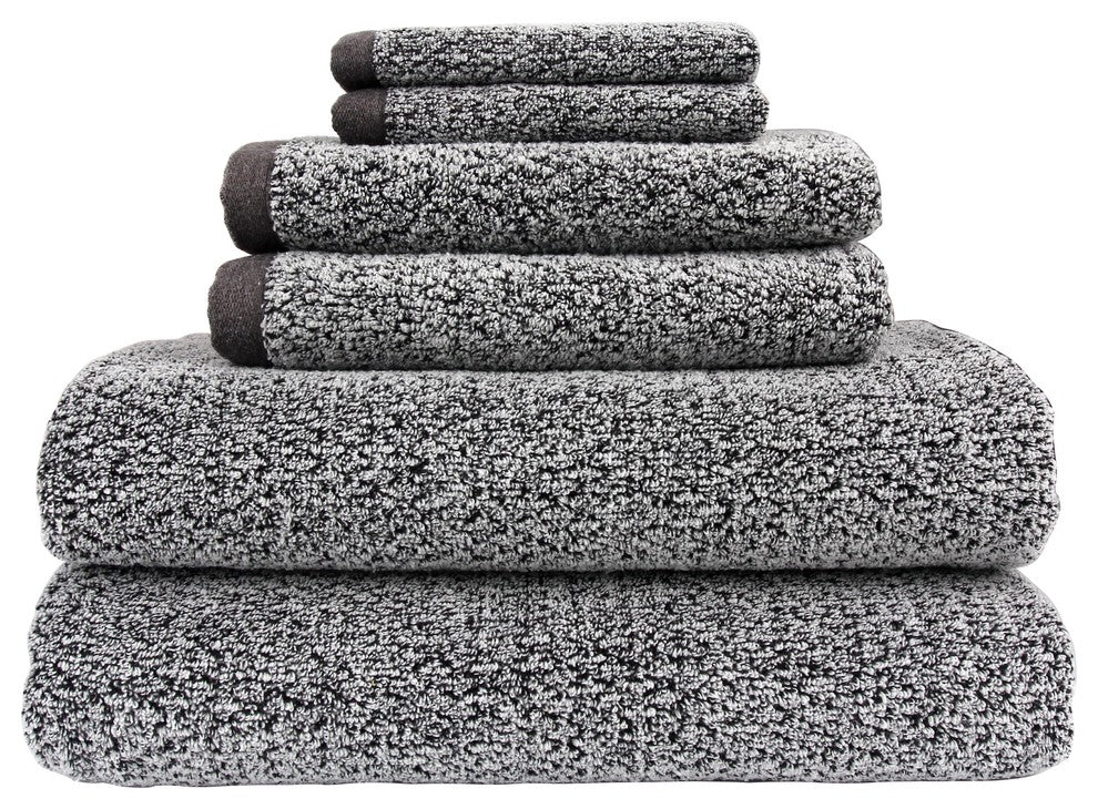 Everplush Diamond Jacquard Bath Towel Set 6 Piece, Gray