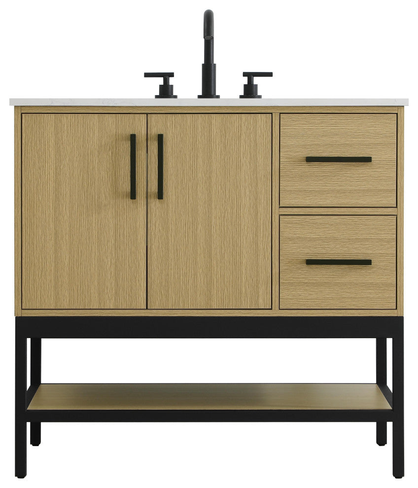 Home Living 36" Single Bathroom Vanity, Honey Brown