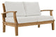 Modern Contemporary Outdoor Patio Teak Loveseat, Natural Wood
