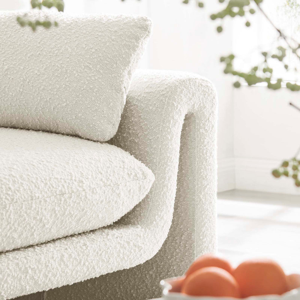 Waverly Boucle Fabric Sofa, Ivory
