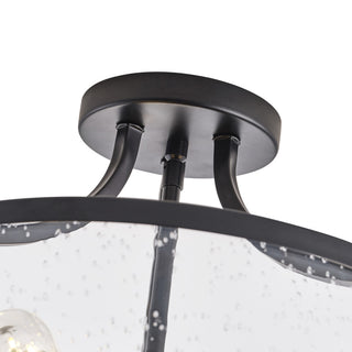 Farmhouse Matte Black 3-Light Seeded Glass Semi Flush Mount Ceiling Light