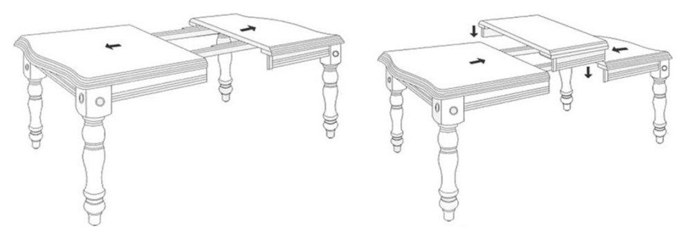 72" Rectangular Extendable Dining Table, Antique White and Chestnut Brown
