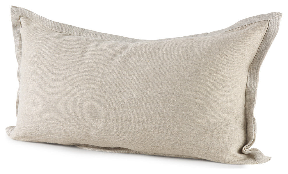 Mae 14Lx26W Beige Fabric Decorative Pillow Cover