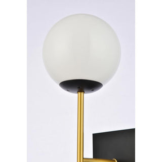Neri 1 light black and brass and white glass wall sconce