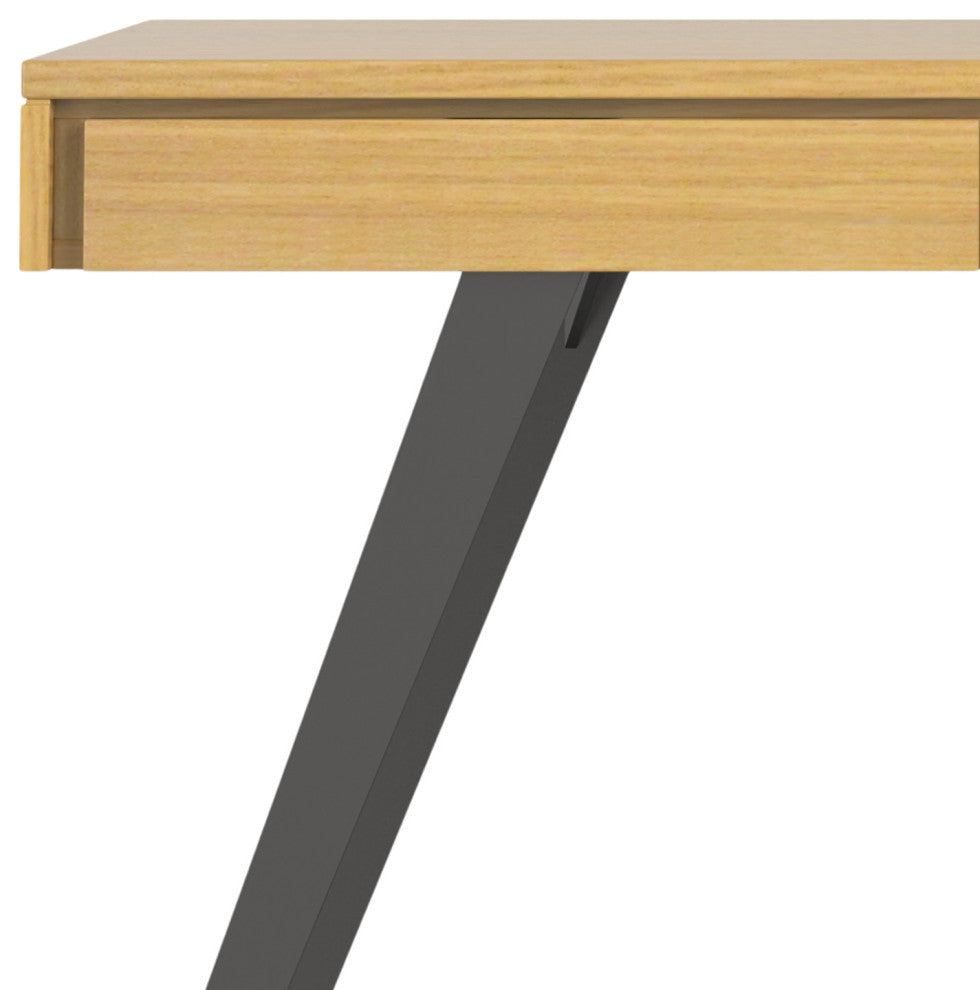 Lowry Solid Acacia Wood Large Desk, Oak