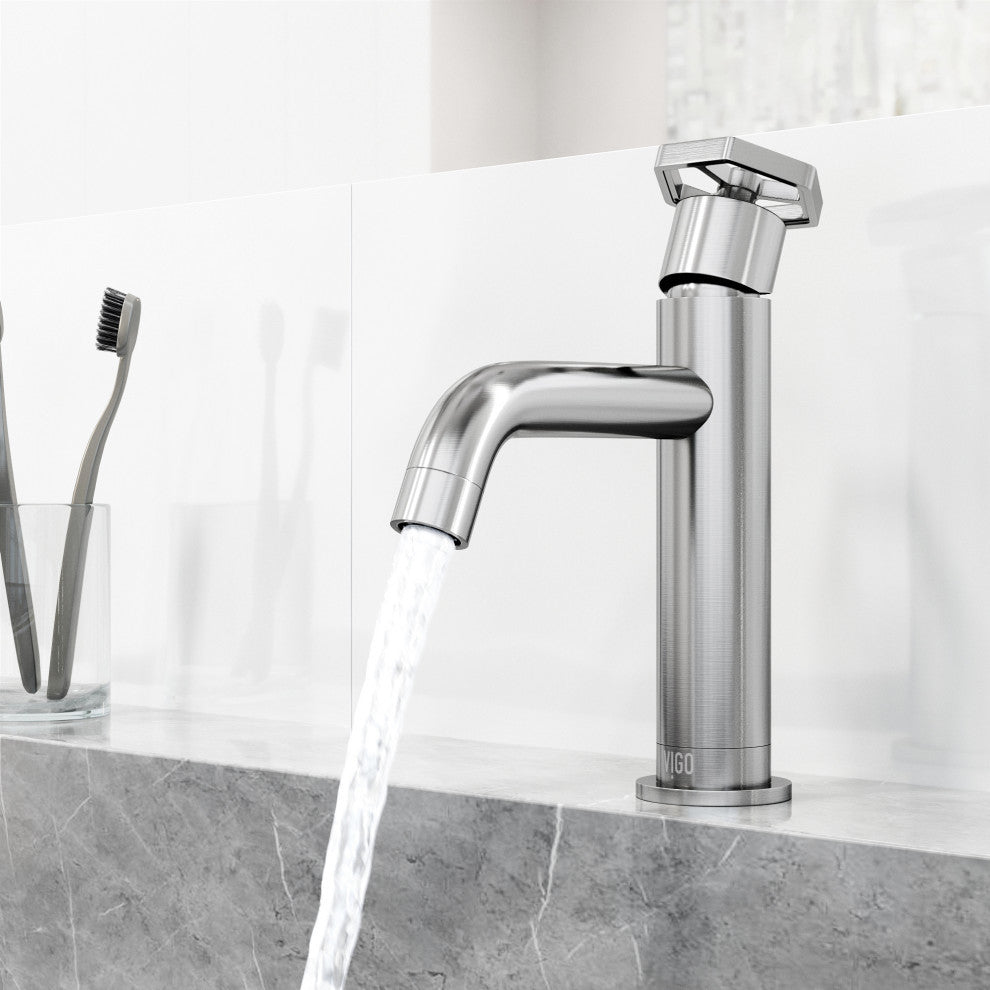VIGO Ruxton 8" H Single Handle Single Hole Bathroom Faucet, Brushed Nickel, Without Extras
