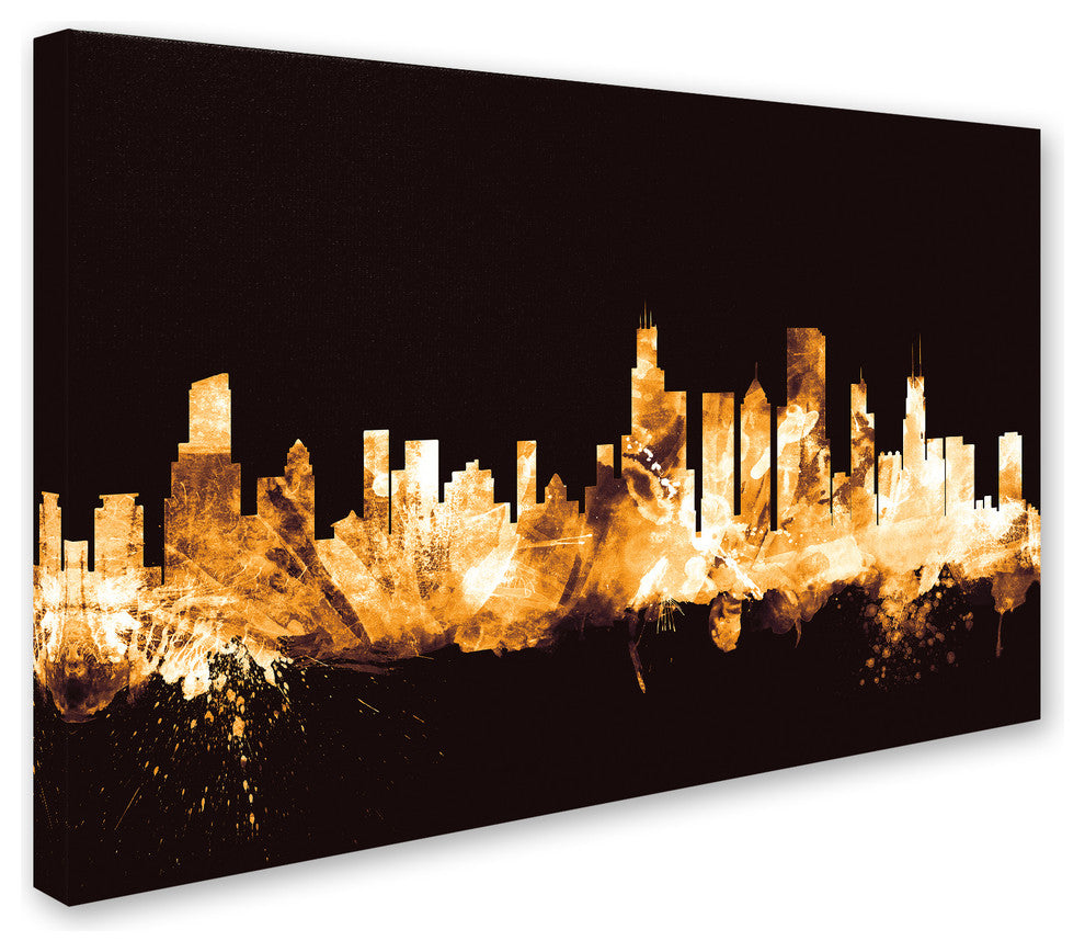 Michael Tompsett ''Chicago Illinois Skyline Gold'' Canvas Art, 12x19