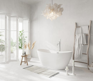 Igor 59" Soaking Bathtub, Glossy White With Brushed Nickel Trim