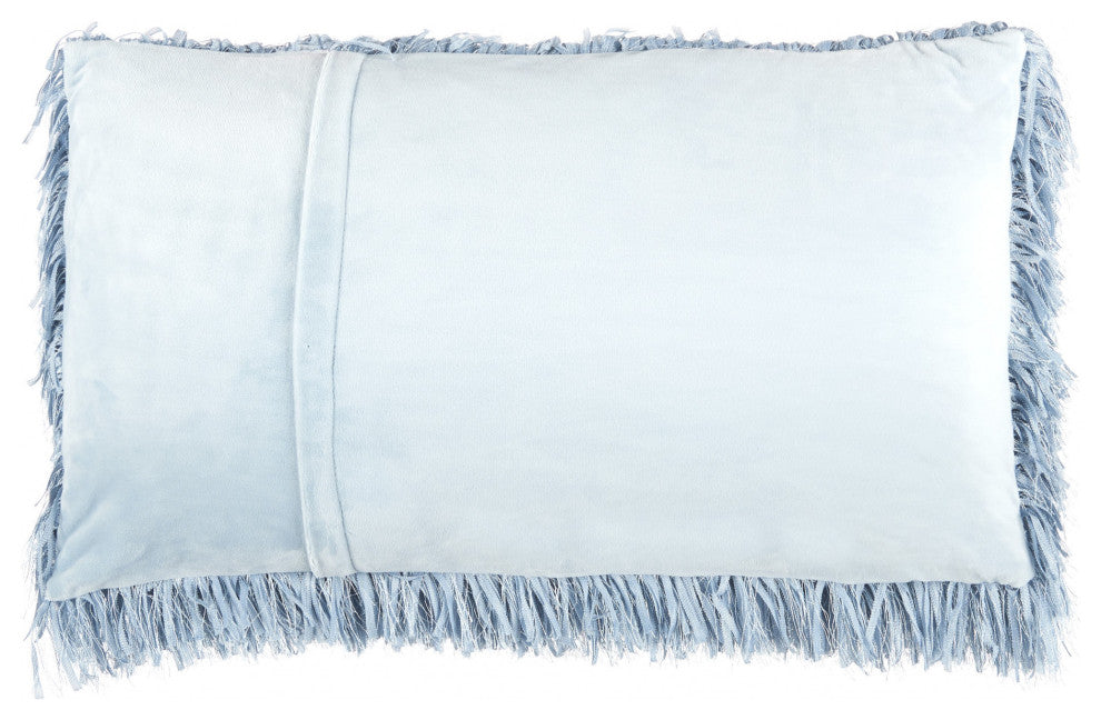 Long Ocean Blue Shag Throw Pillow