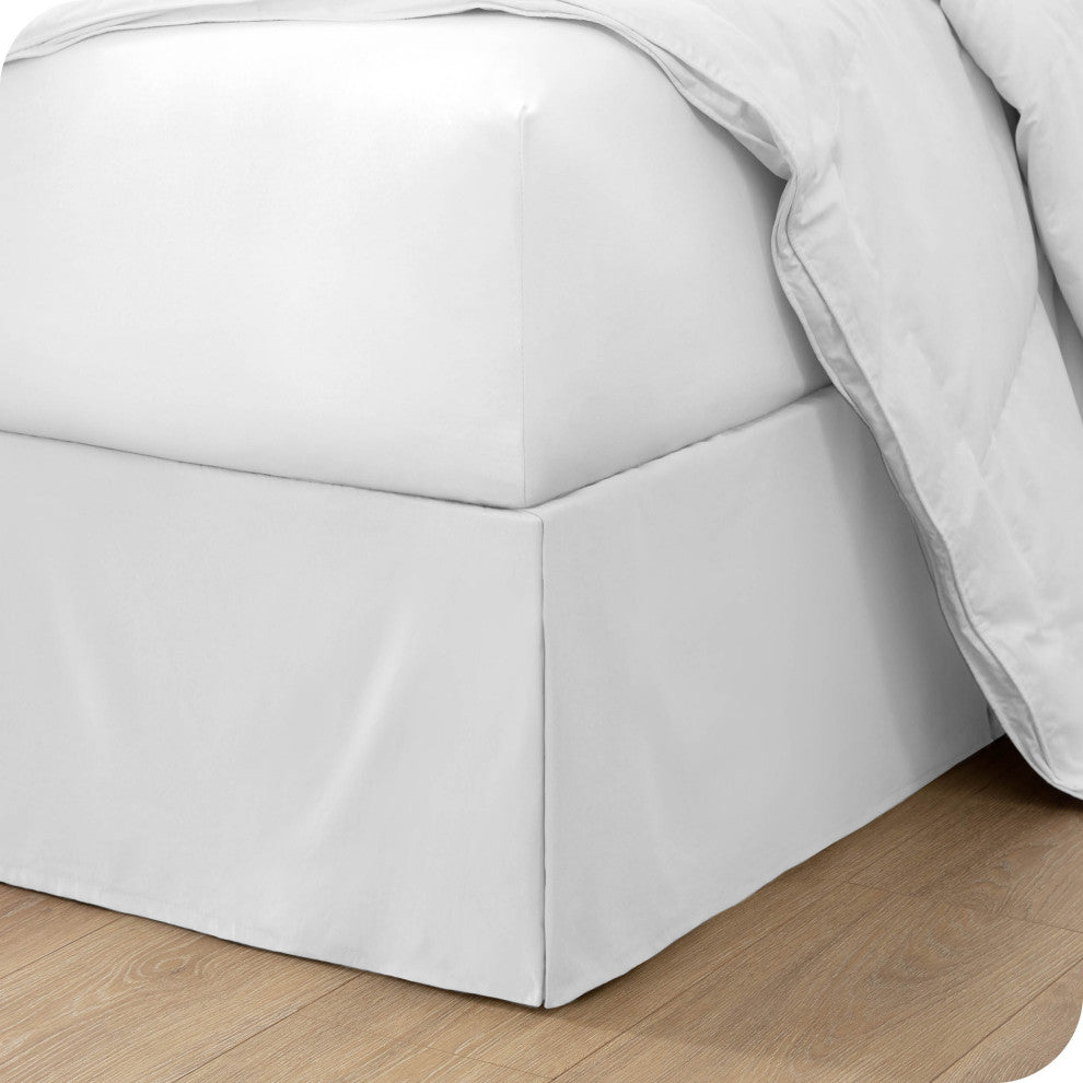 Bare Home Microfiber Bed Skirt , 15" Drop Length, White, Full Xl