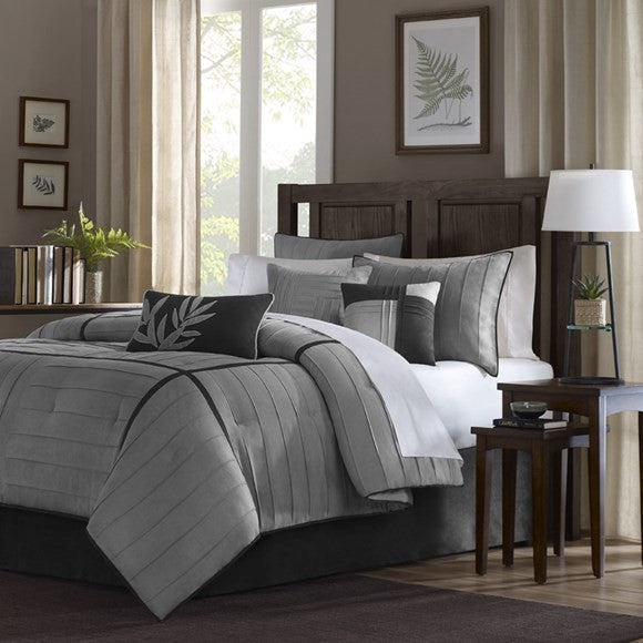 Madison Park Micro Suede-Pieced Solid 7-Piece Set, King