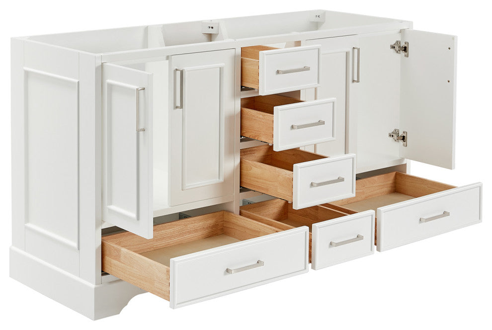Ariel Stafford 60" Double Sink Bathroom Vanity Base, White