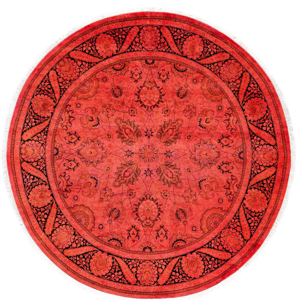 Overdyed One-of-a-Kind Hand-Knotted Area Rug Pink, 6' 1" x 6' 1"