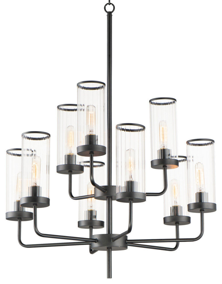 Maxim 11479CR Crosby 9 Light 32"W Pillar Candle Chandelier - Black