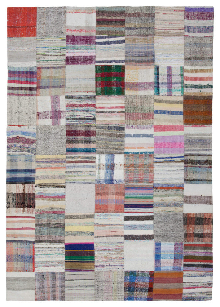 Rug N Carpet - Handmade Turkish 6' 11'' x 9' 10'' Rustic Patchwork Kilim Rug