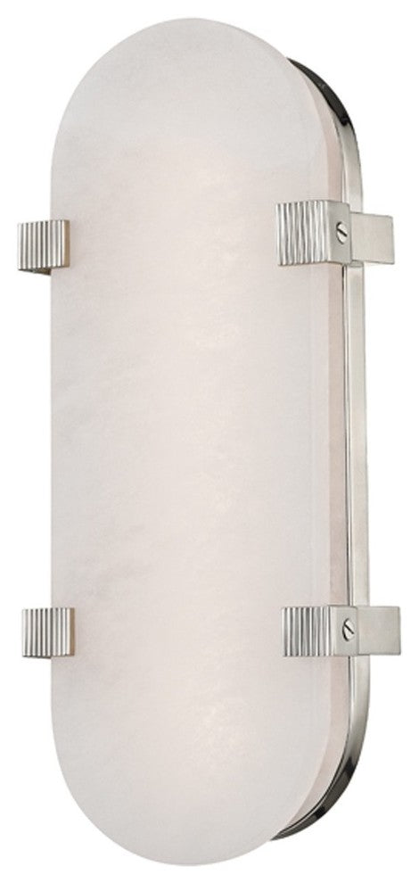 Skylar 14" LED Wall Sconce, Polished Nickel Finish, White Opal Alabaster