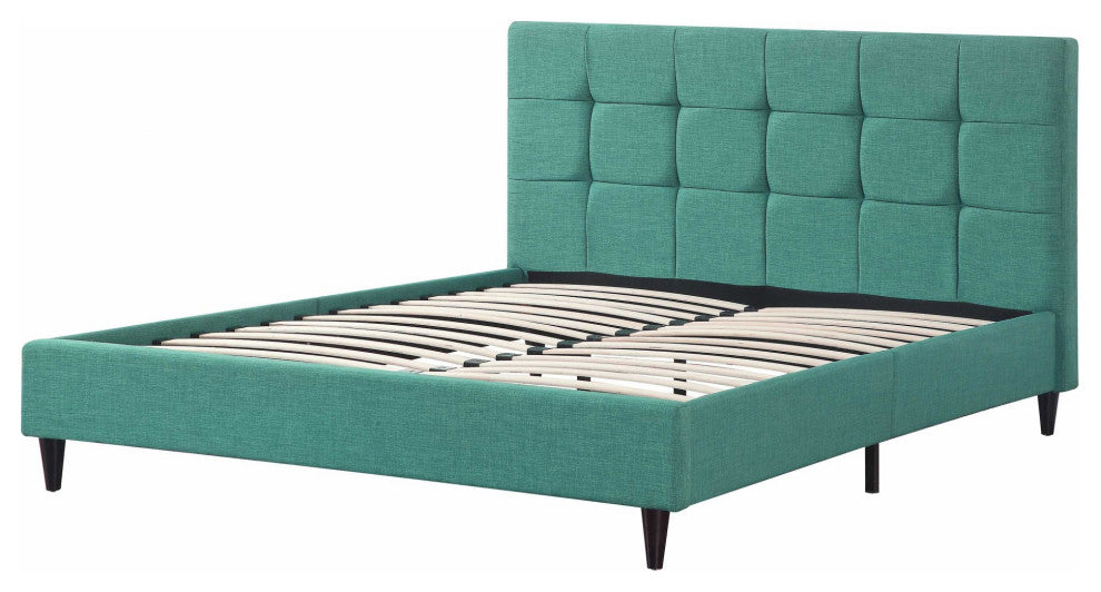 Solid Wood Queen Tufted Turquoise Upholstered Juteno Bed