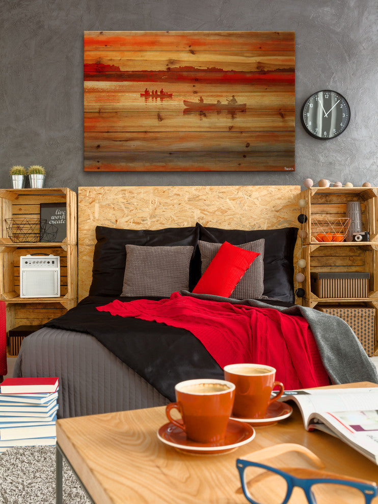 "Lake Lavielle" Painting Print on Natural Pine Wood, 36"x24"