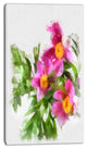 Watercolor Pink Woody Peonies, Floral Canvas Art Print, 16"x32"
