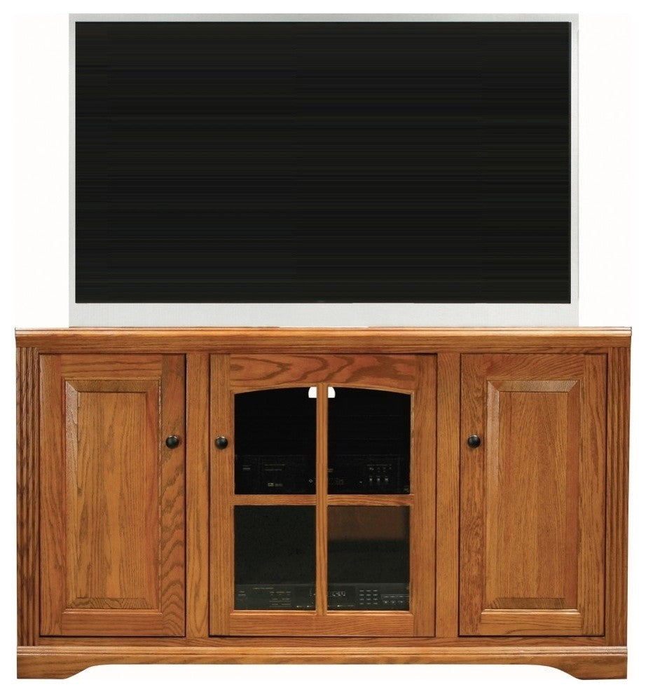 Eagle Furniture Oak Ridge 55" Corner Entertainment Console, Dark Oak