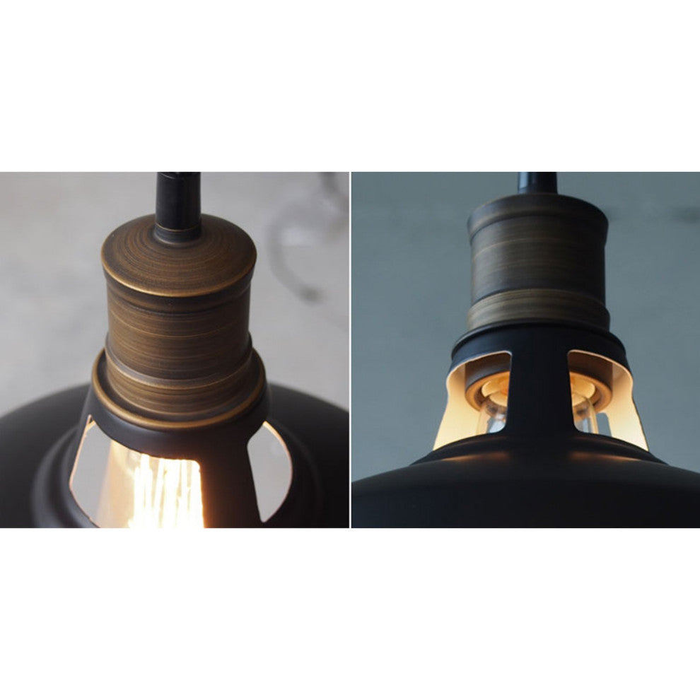 Florence Black Barn Pendant Light Loft Fixture, 15.35", 1-Pack