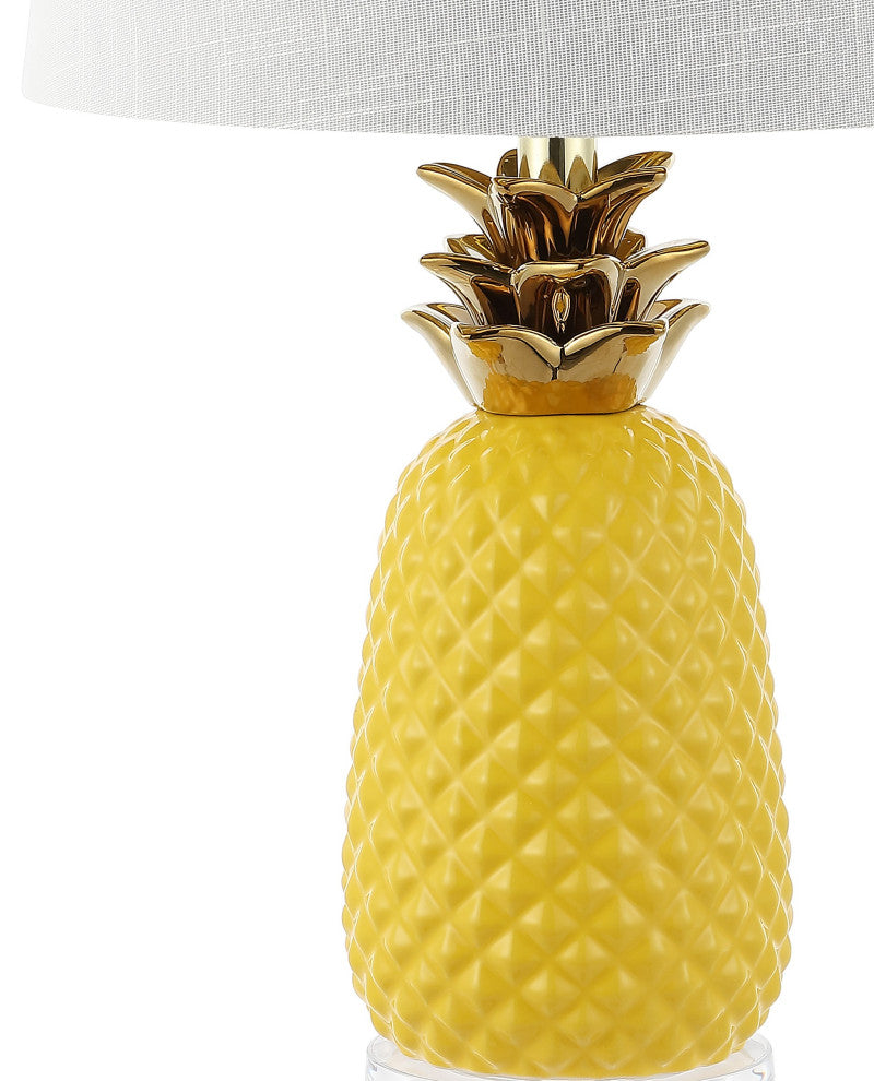 Pineapple 23'' Classic Vintage Ceramic LED Table Lamp, Yellow